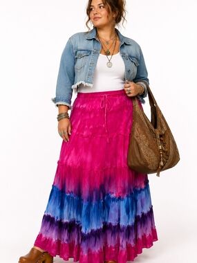 Just Cruisin’ Tie Dye Maxi Skirt Free Size 100% Cotton Boho Hippie Festival
Desc